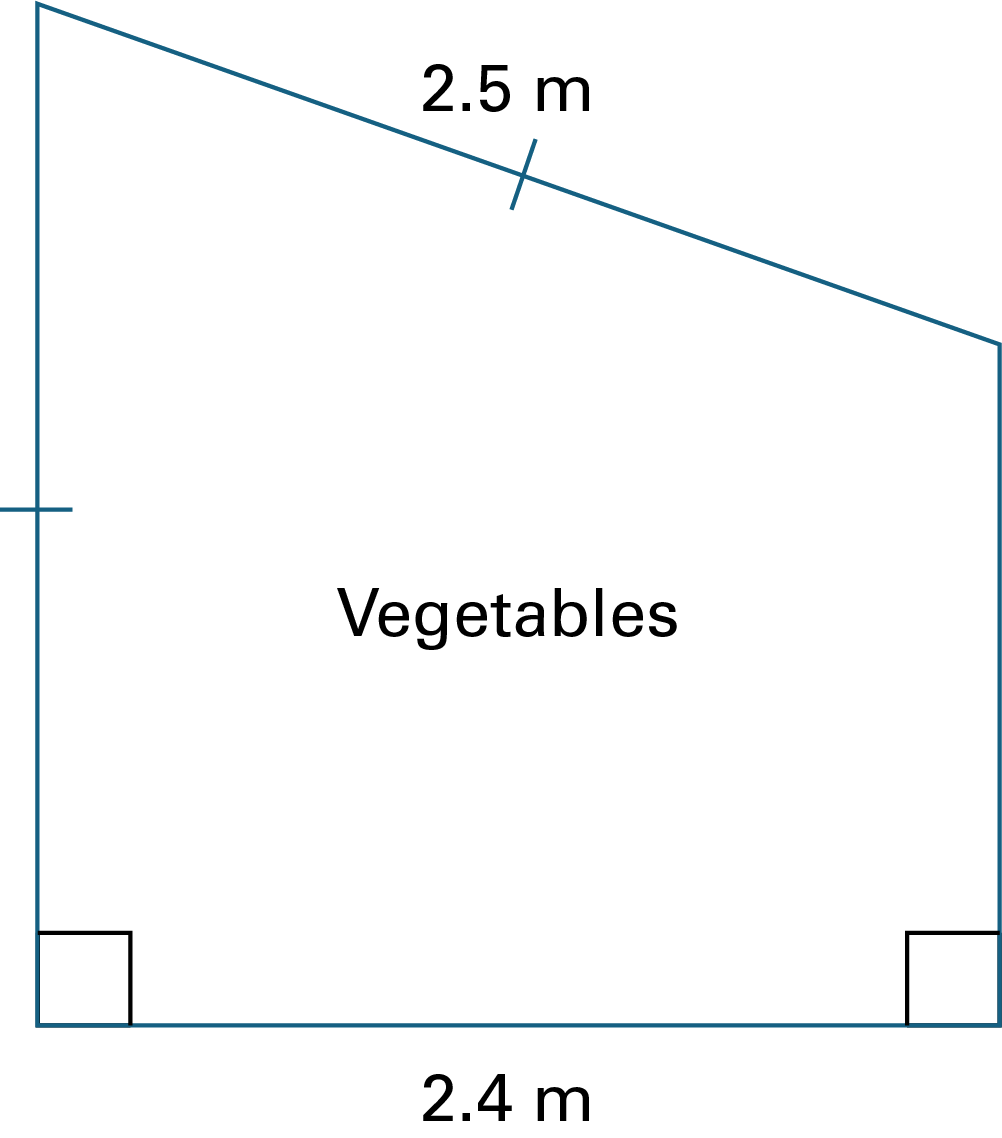 A rectangular trapezium with the word "vegetables" written inside.